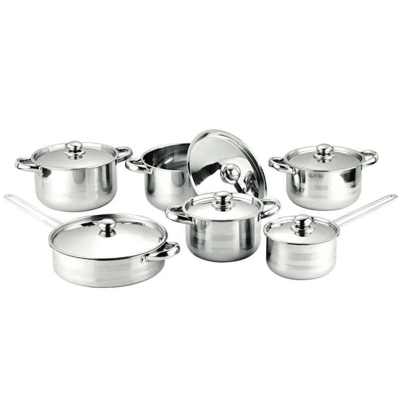 

12pcs Stainless Steel Cookware Sets Casserole pots and pans Saucepan Logo custom OEM Amazon hot sell Factory price Cheaper finer, Customized color