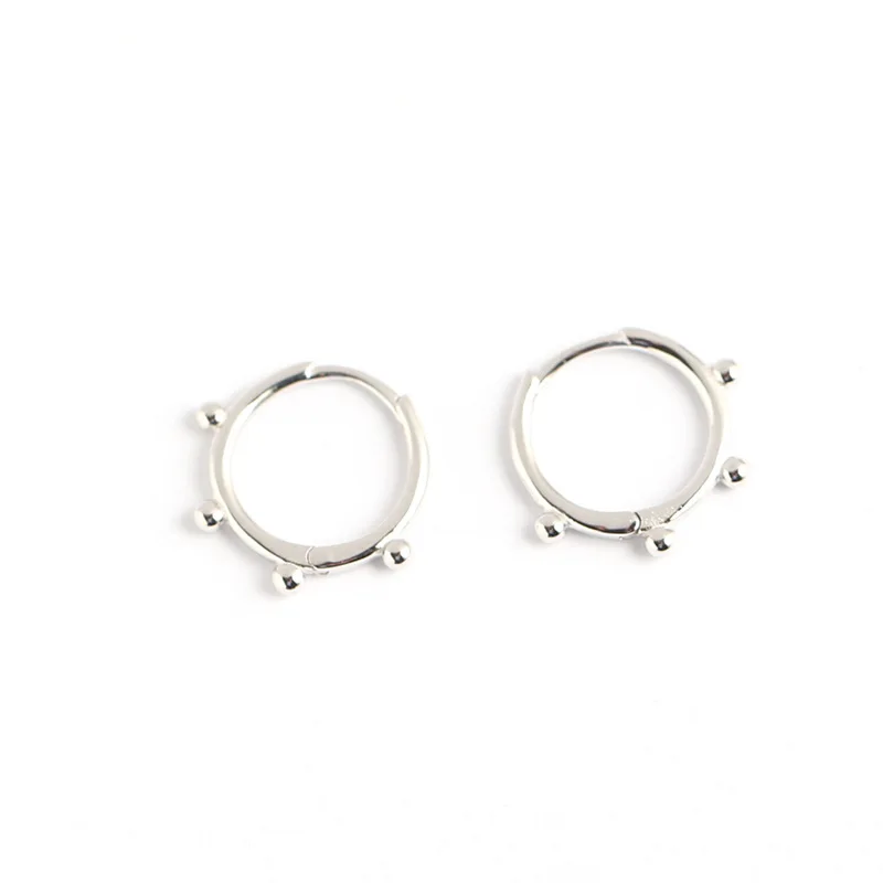 

2020 new fashion 925 sterling silver bead buckle delicate elegant anniversary hoop earrings for women