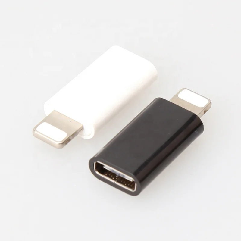 

Premium Wholesale For iPhone Lightning iOS 8Pin Male To USB Type C Female Adapter With ABS Shell, Black or white optional