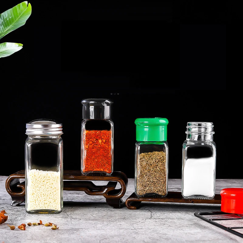 

23 square seasoning jar  glass sealed spice jar with plastic lid, Natural