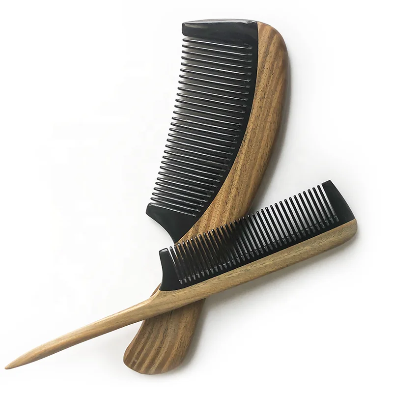 

Factory Price Private Label Horn Teeth Wooden Handle Hair Grooming Comb Set