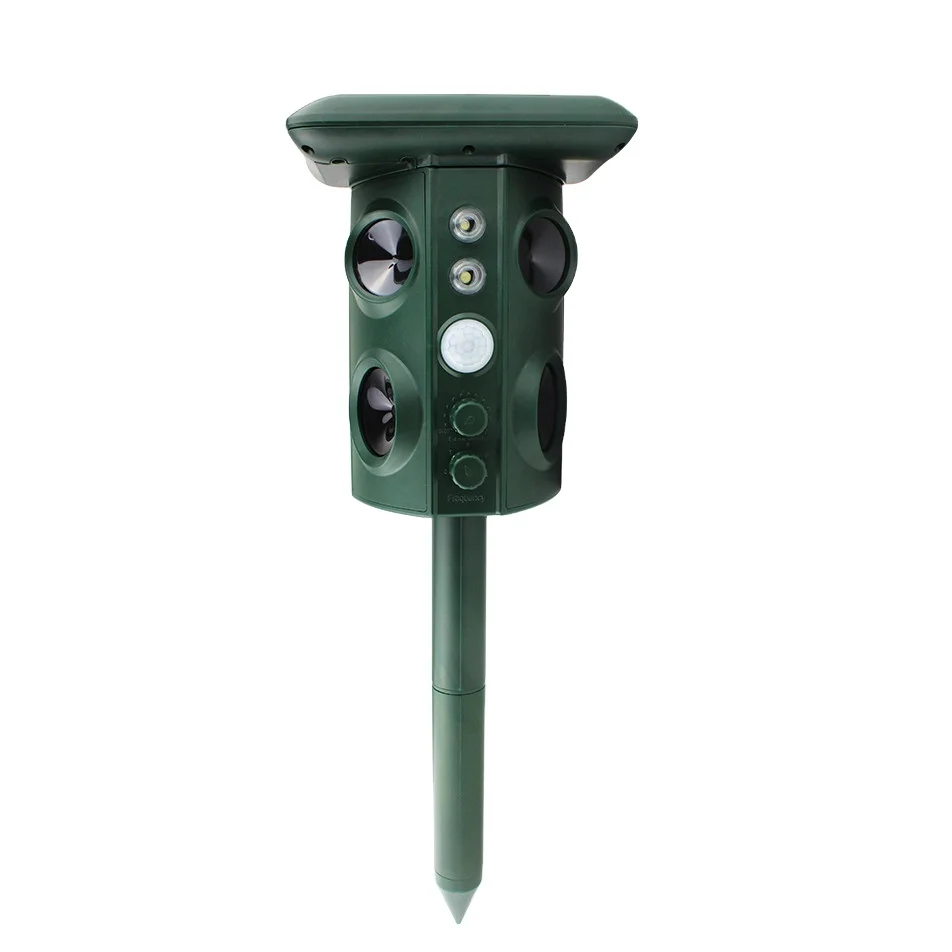 

Waterproof Outdoor Ultrasonic Wilding Animal Bird Cat Repeller garden bird Scaring Device, Army green
