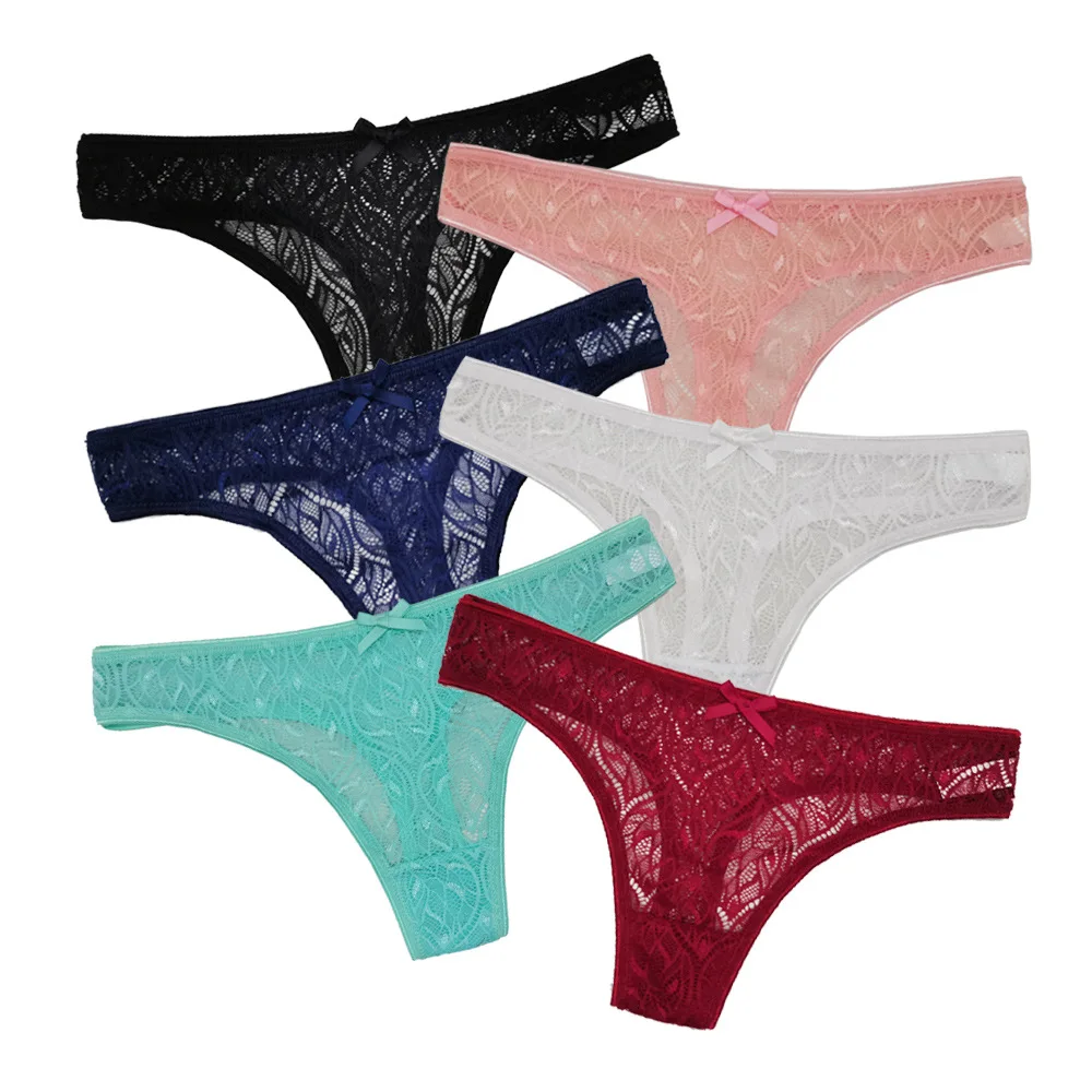 

High quality high elastic pure color western style T back thong transparent fun lace women ladies underwear panties, As picture
