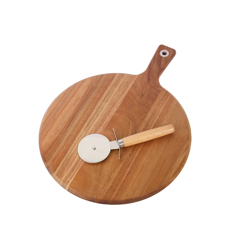 

Factory Outlet 6 Grooves Wooden Cutting Board Pizza Board Tool Pizza Round Board Support Logo customization