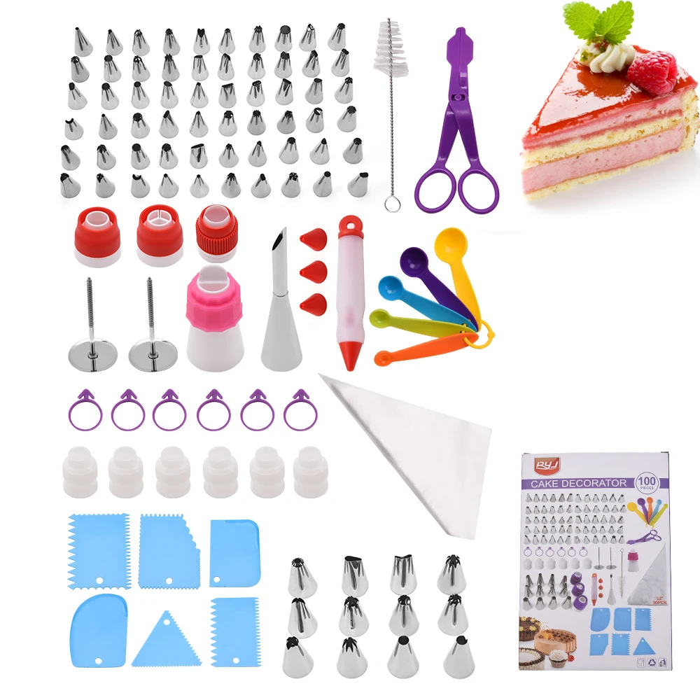 

Wholesale baking accessories 100 PCS stainless steel cake decorative tools kit