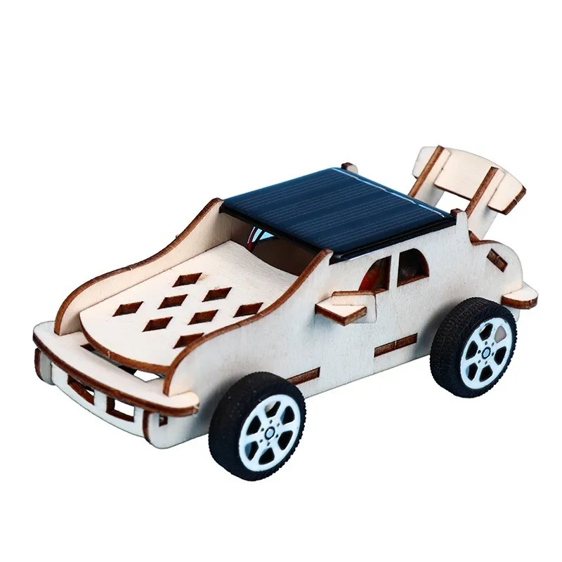

New creative wooden diy solar car model kid steam toy science experiment kits
