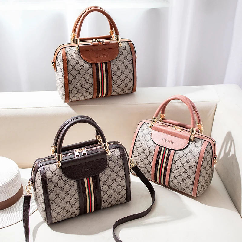 

Factory Wholesale Classic Flower Pattern Designer pillow Boston Bag Women Fashion Handbags, The picture color