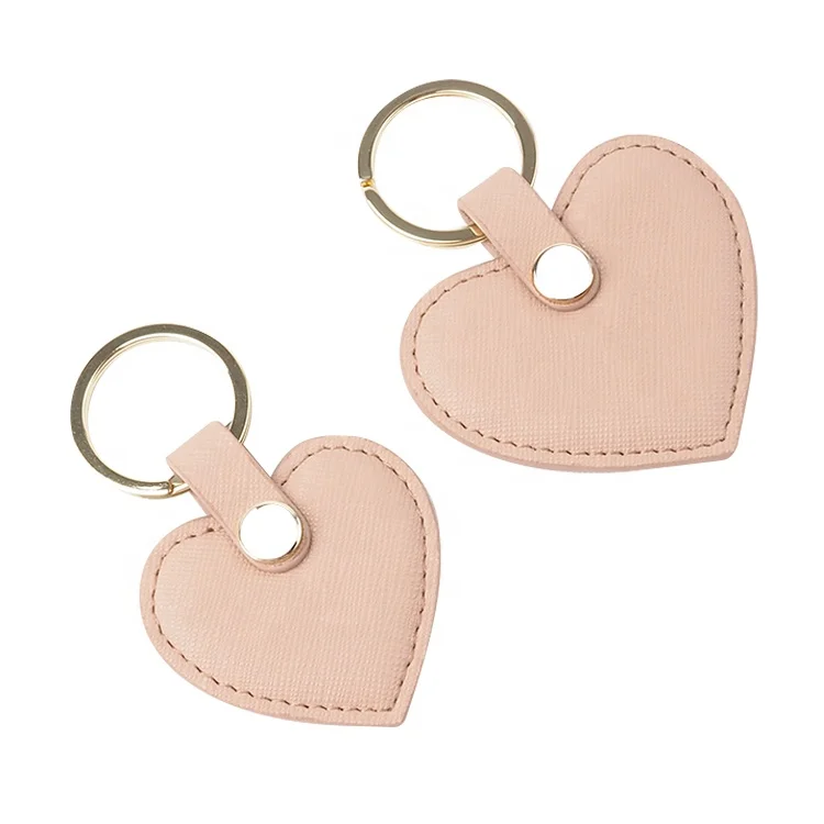 

Wholesale saffiano leather heart keyring personalized leather car keychain