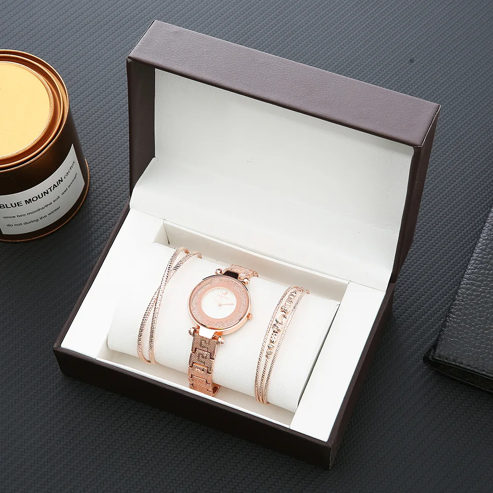 

Women Watch Gift Box Set Fashion Relohios Woman Watch Set Bracelet Wholesale 2020 Waterproof Opp OEM Stainless Steel BSCI 6mm, As pic