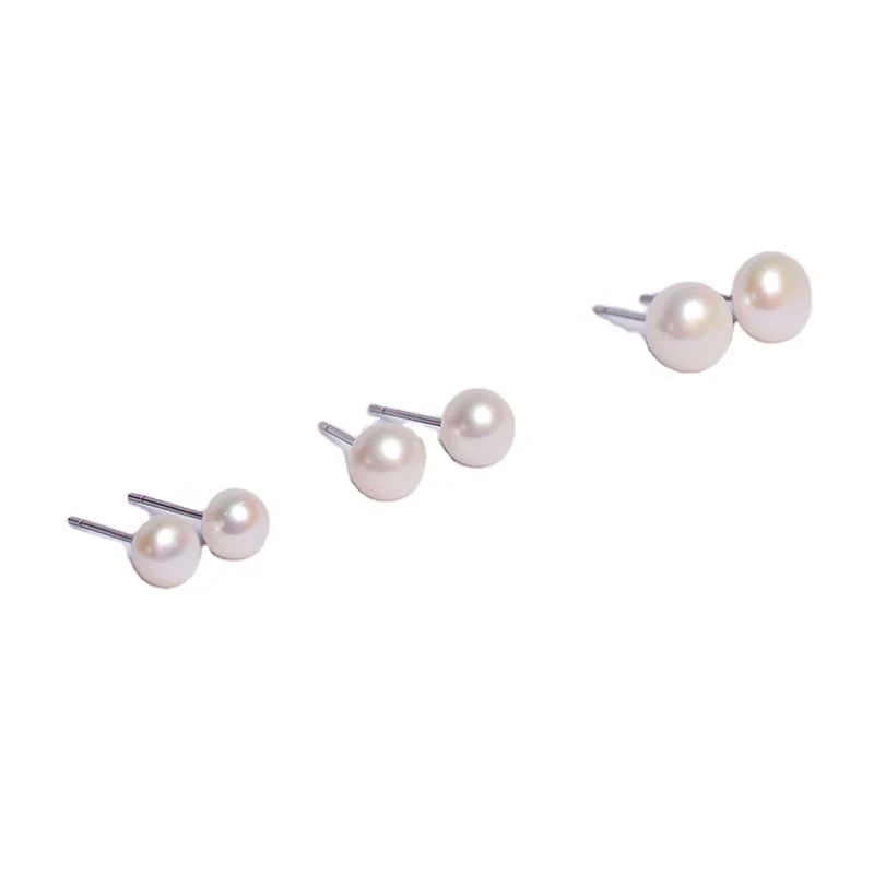 HaiYang S925 Silver Charm Needle Natural Freshwater Pearl Earrings Trendy Women's Unisex Fashion Commuting Simple
