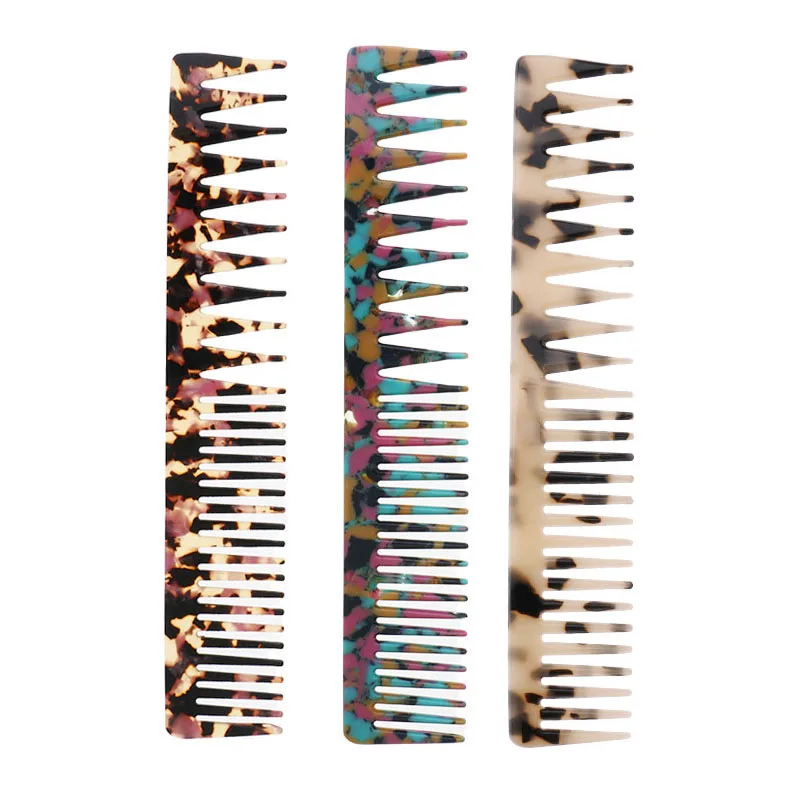 

custom logo high quality acetate Personalized Cutting Hair Comb Salon Wide Tooth Pocket Travel hair Comb for women girls 890057, Customized color