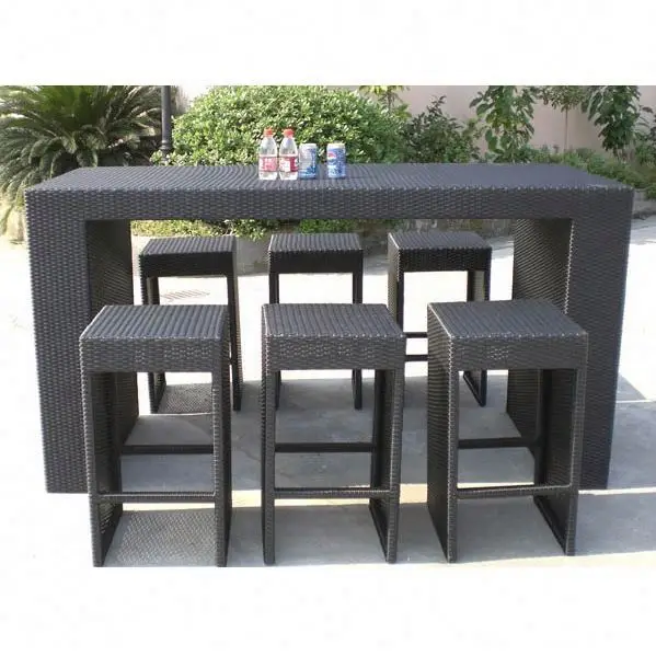 

Cheap outdoor aluminium garden wicker patio cane bar furniture set, Customize