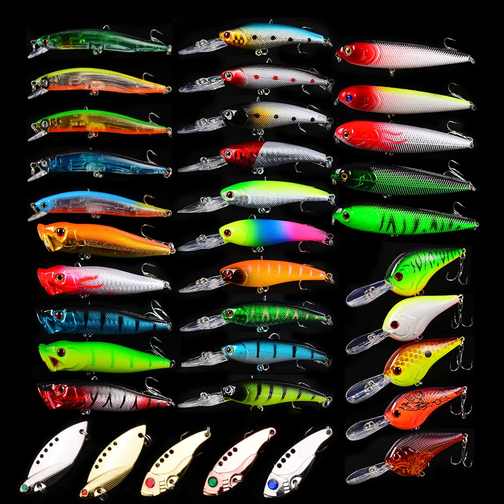 

Minow VIB Fishing Lures Fishing Bait Set Angle Leurre Peche Carpe Leurres Souple Senuelos De Pesca Otal Isca Artificial, 35colors