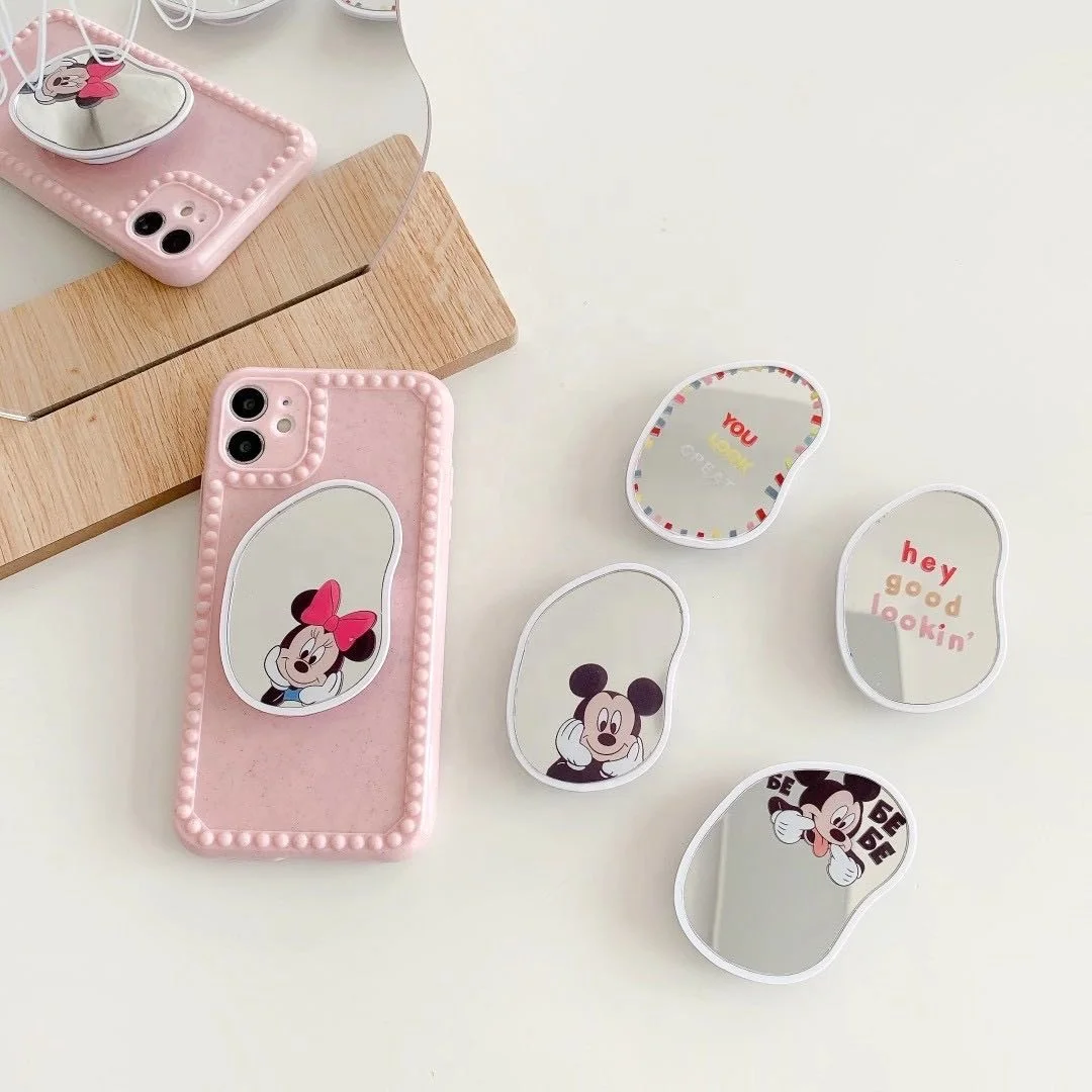 

Free Shipping INS Cartoon Rear Mirror Lazy Folding Cellphone Support Grip Mobile Phone Accessories Socket Stand, Various