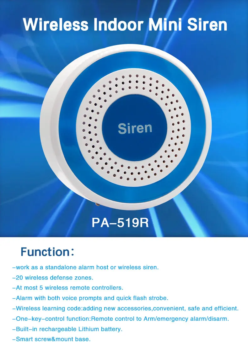 Pgst Siren Alarm System Indoor Siren 12v Wireless 433mhz 315mhz