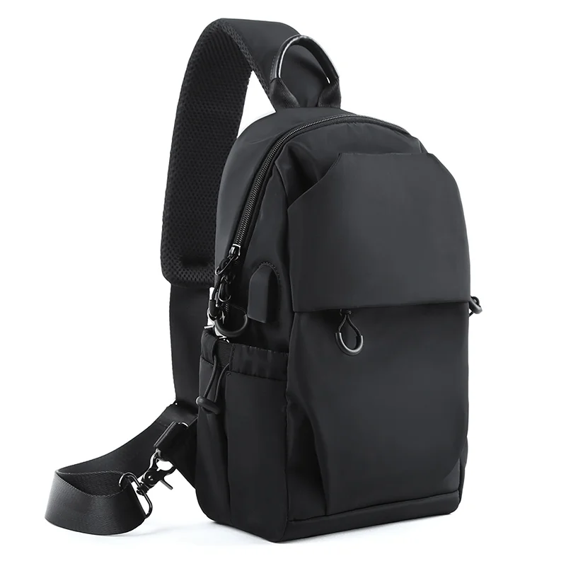 

Large Capacity Unisex Free Sample Waterproof Usb Shoulder Sling Chest Bag, Black