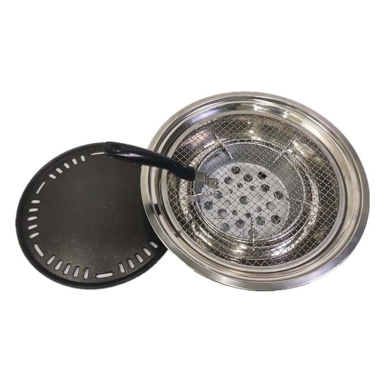 

Portable Stainless steel stove round Mesh and disc camping Outdoor Korean Charcoal bbq grill