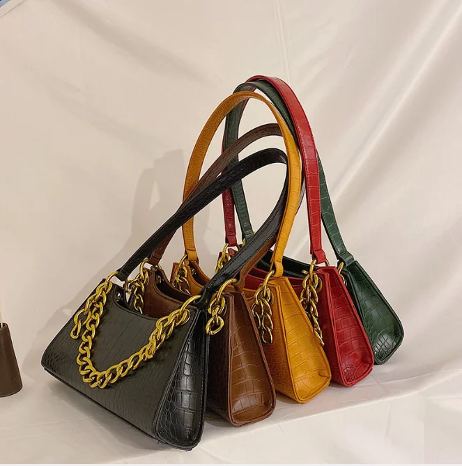 

New style fashion shoulder bag underarm staff bag PU alligator handbag for ladies stone grain korean style frame wholesales, Colors