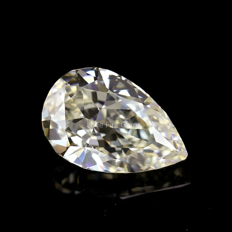 

all sizes top grade pear shape light yellow loose synthetic cz stone 4k crushed ice flower cut cubic zirconia