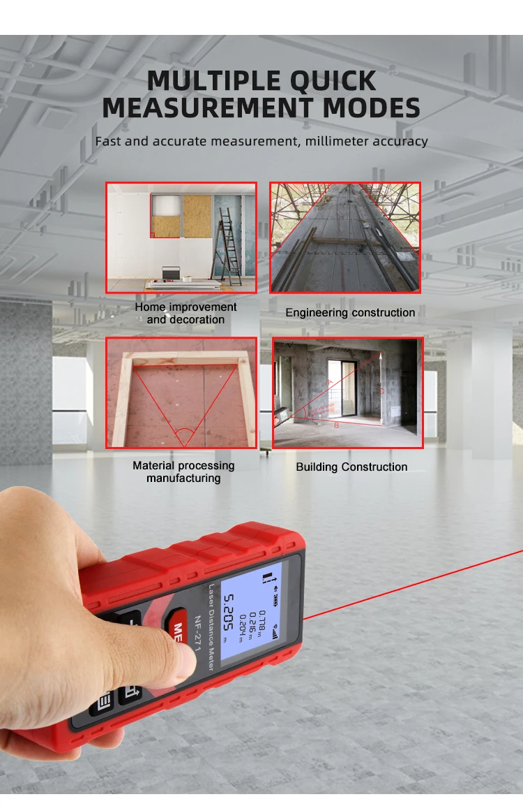 Handheld Digital Laser Distance Meter Nf 271 70m Range Finder Indoor Area Measure Tool Buy Lcd