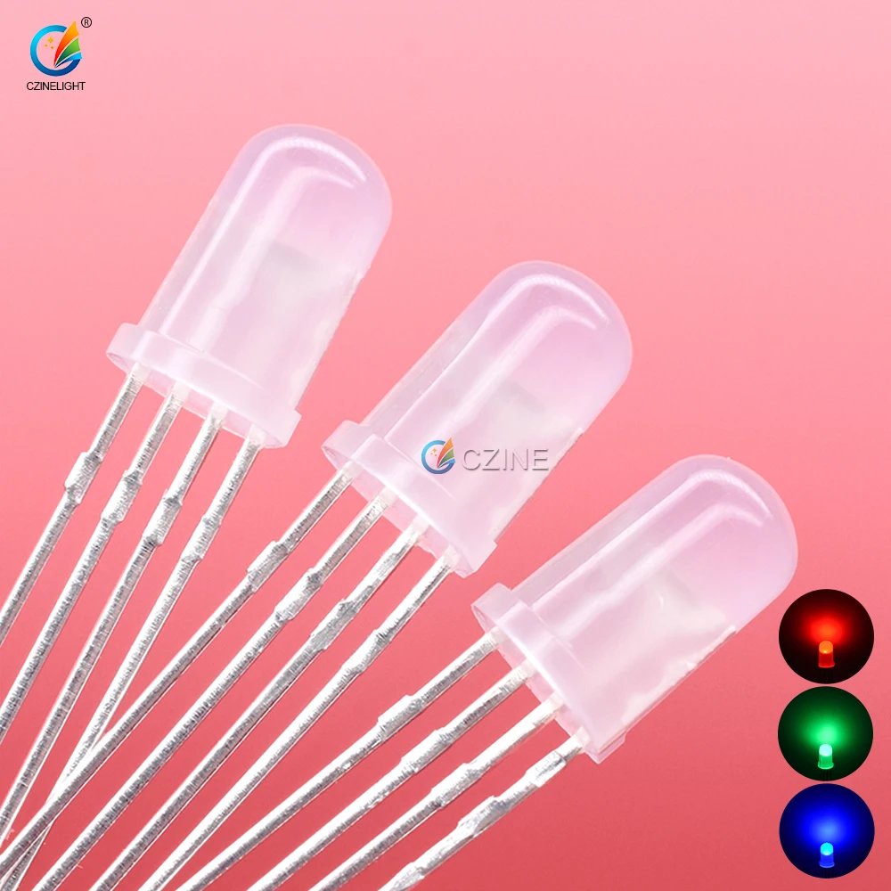 Czinelight F5 Multicolor 4Pins Common Anode 5mm Rgb Emitting Diode Tri-Color Dip Led Diodes