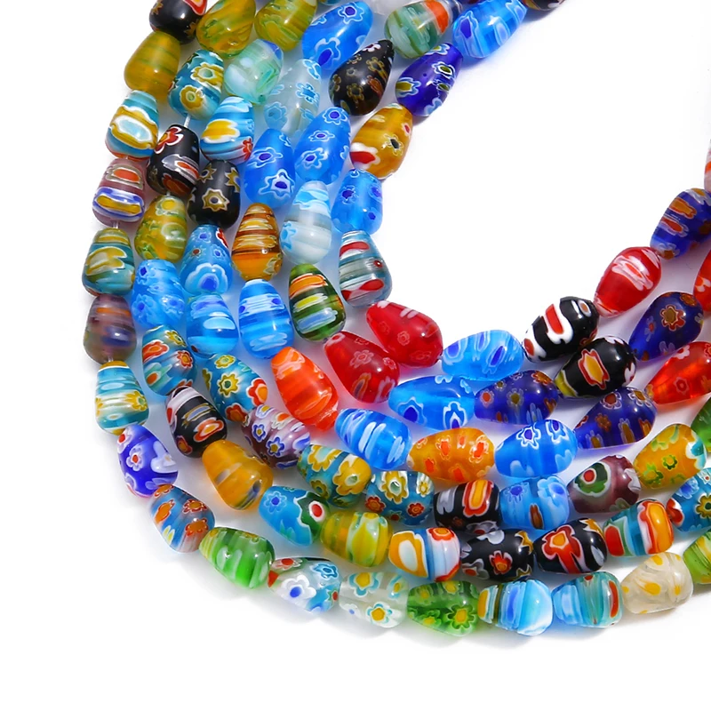 

Mix Color Millefiori Beads Drop Shape Lampwork Glass Beads for Necklace Bracelet Jewelry Making DIY Craft