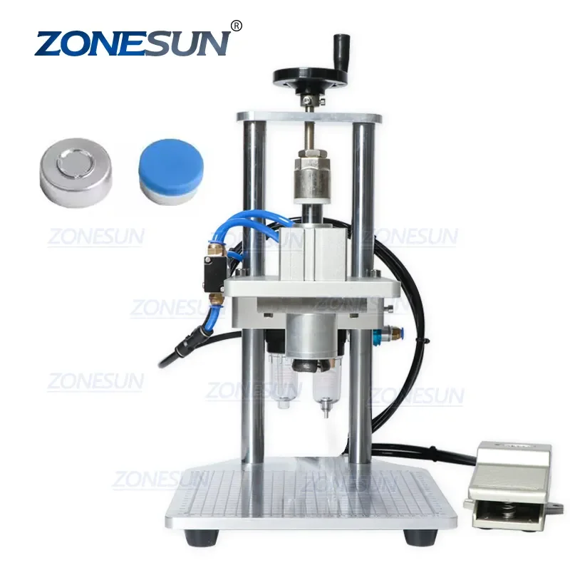 

ZONESUN ZS-YG09B Semi-automatic Pneumatic Aluminum Plastic Cap Glass Vial Capping Machine