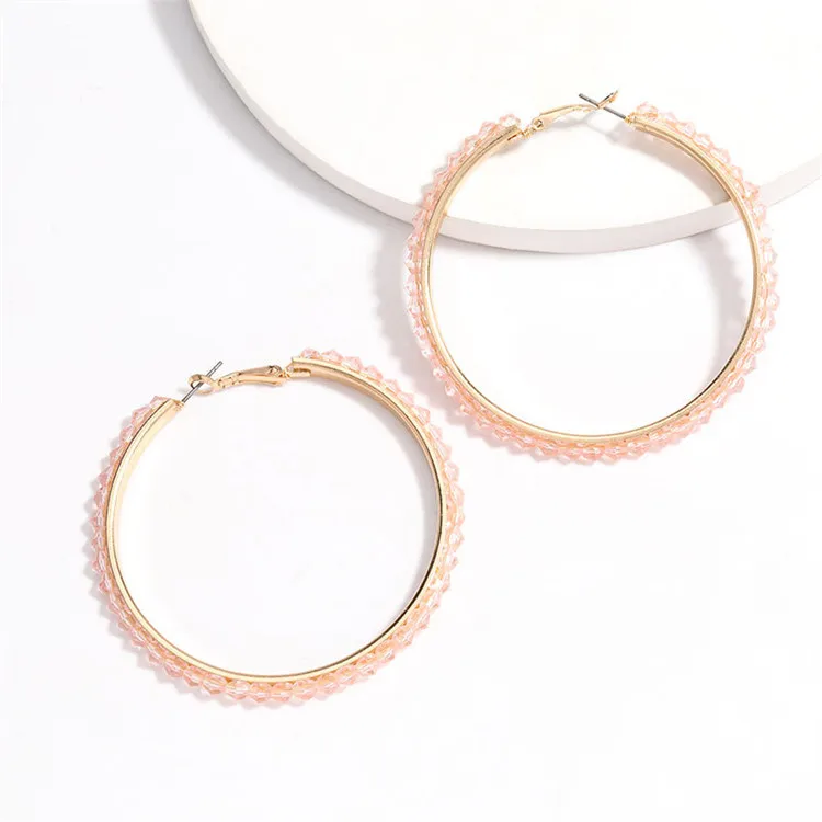 

Alloy Gold Plated Big Earrings Diamond Trendy Women'S Hoop Earings For Women