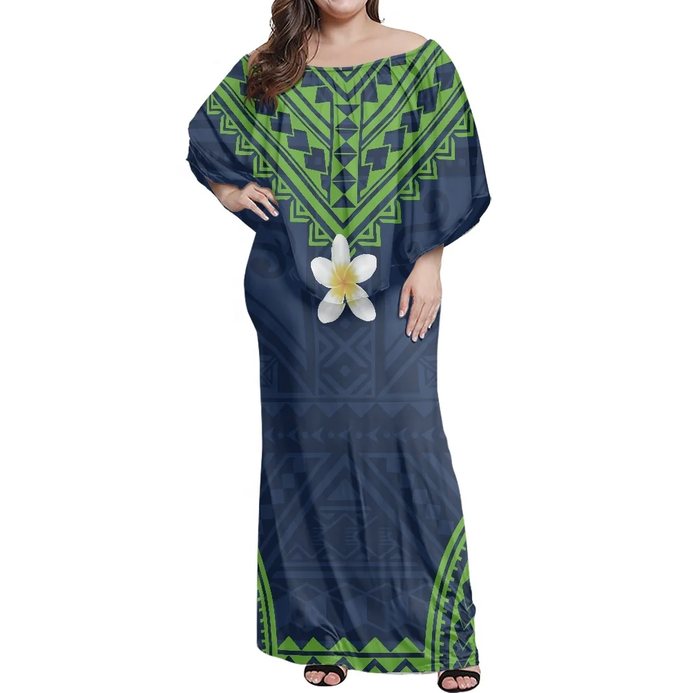 

Up To 6XL Plus Size Samoan Polynesian Tribal Print Sleeveless Dress Evening Elegant Women Off-Shoulder Dress Island Style, Customized color