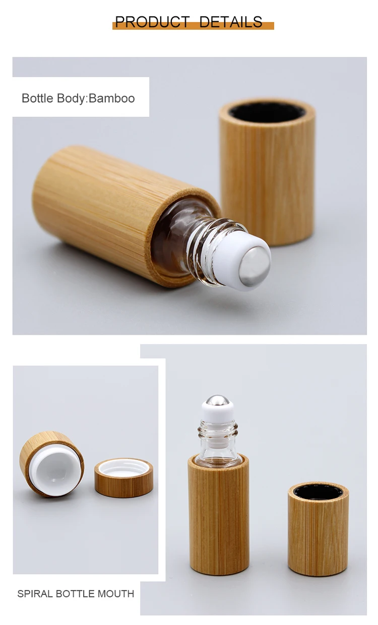5g 15g 30g 50g  Glass Cream Jar Essential Oil Bottle Bamboo Cosmetic Packaging
