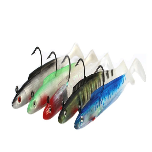 

15cm 30g high quality artificial japanese soft plastic fishing lure saltwater fishing lure with jighead, Green strip,transparent red,blue strip,white green ,black white