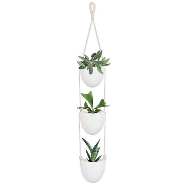 

Ceramic 3 Tier Wall Hanging Basket Planter for Succulent Herb Air Plant Live or Faux Plants Modern Vertical Garden