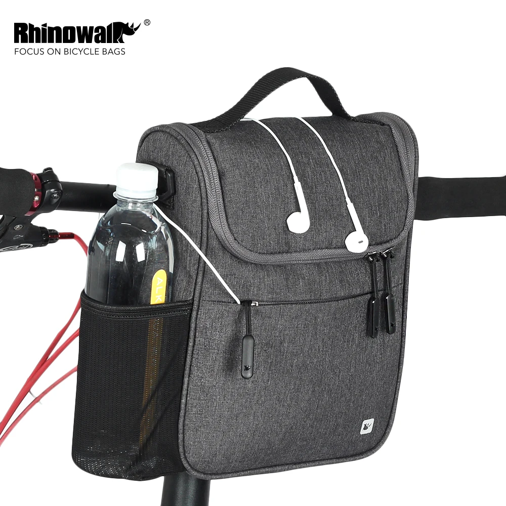 

Rhinowalk 5L MTB Road Bike Front Tube Bag Multifunction Handlebar Bag Large Capacity Cycling Shoulder Bag with Waterproof Cover, Grey