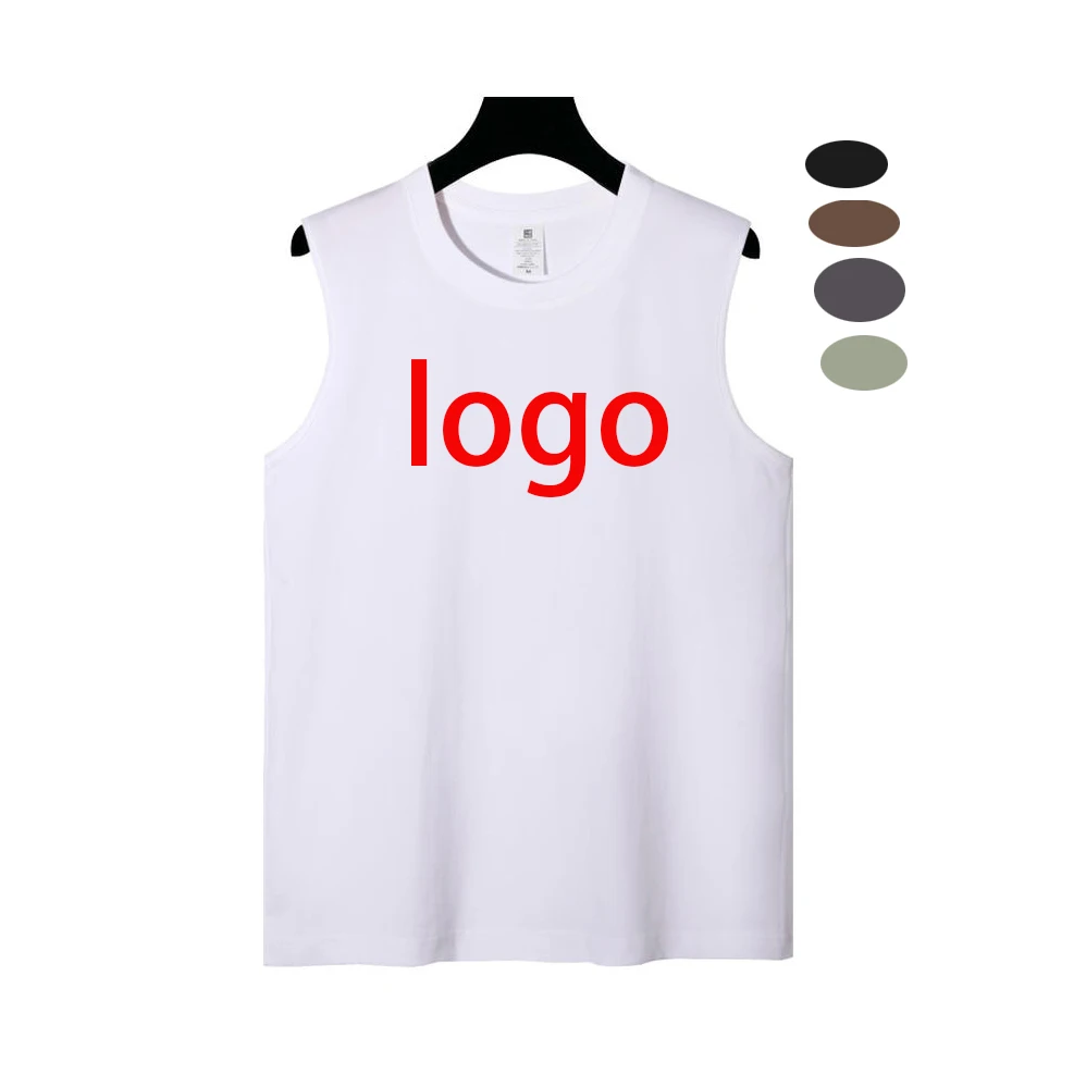 Men tank Top With logo High Quality 100% Cotton 220gram Custom Logo Gym Private Label Sportswear Outwork Sleeveless T-shirt