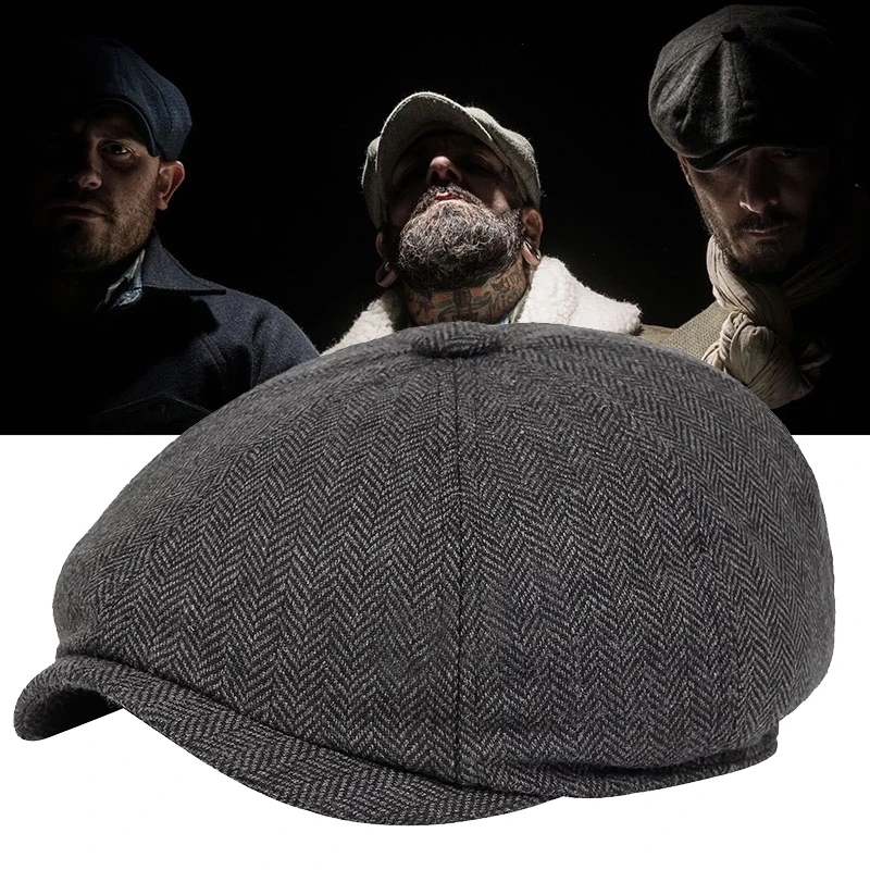 

Men Beret Newsboy Hat Vintage Tweed Peaky Blinders Berets Baker boy hat