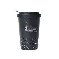 

Seaygift custom logo 420ml white and black keep warm thermal coffee ceramic mug double walled insulated mug travel ceramic cup