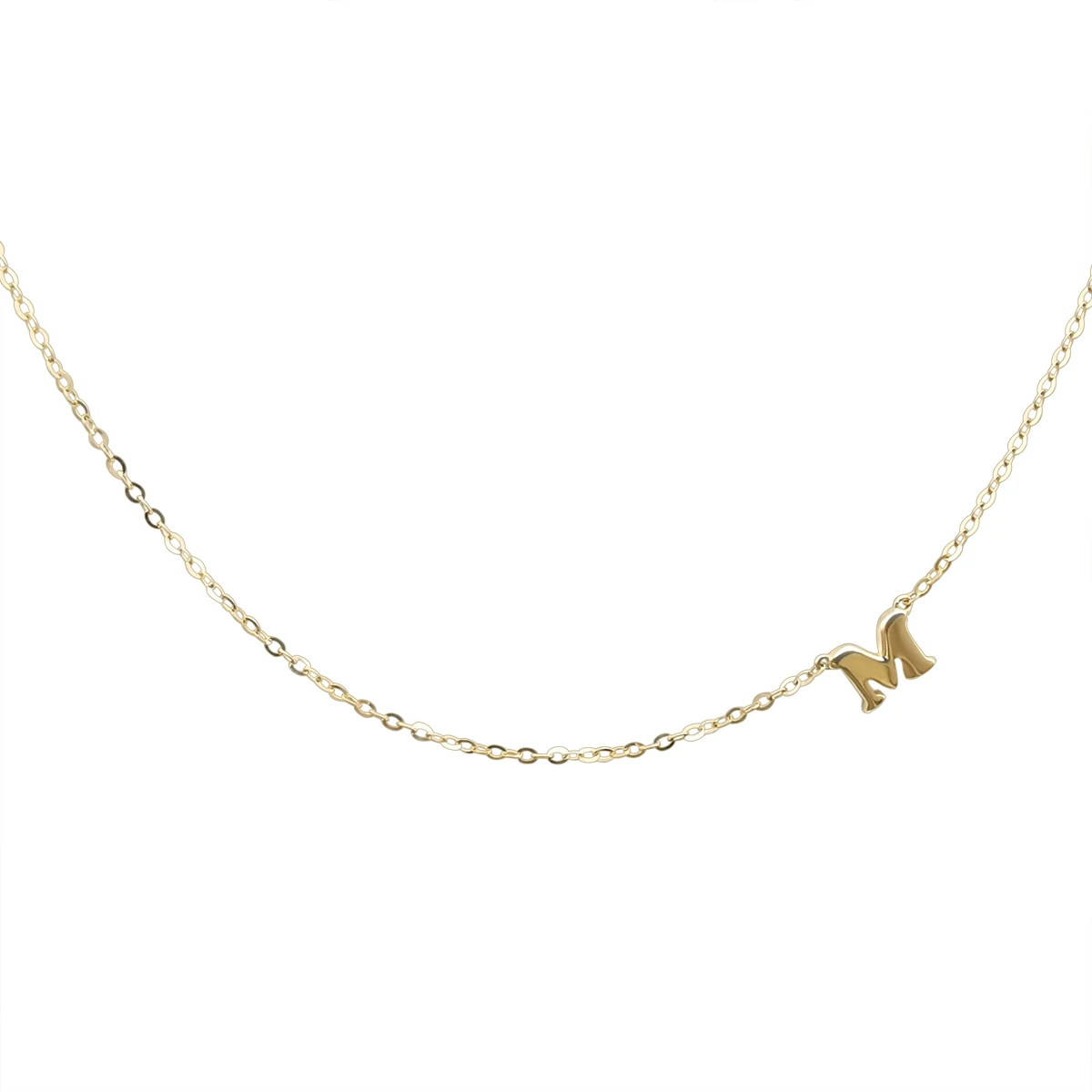 

Trendy 9K Solid Gold Initial Letter name chain Necklace Customized Letter Name Necklace Real Gold Jewelry