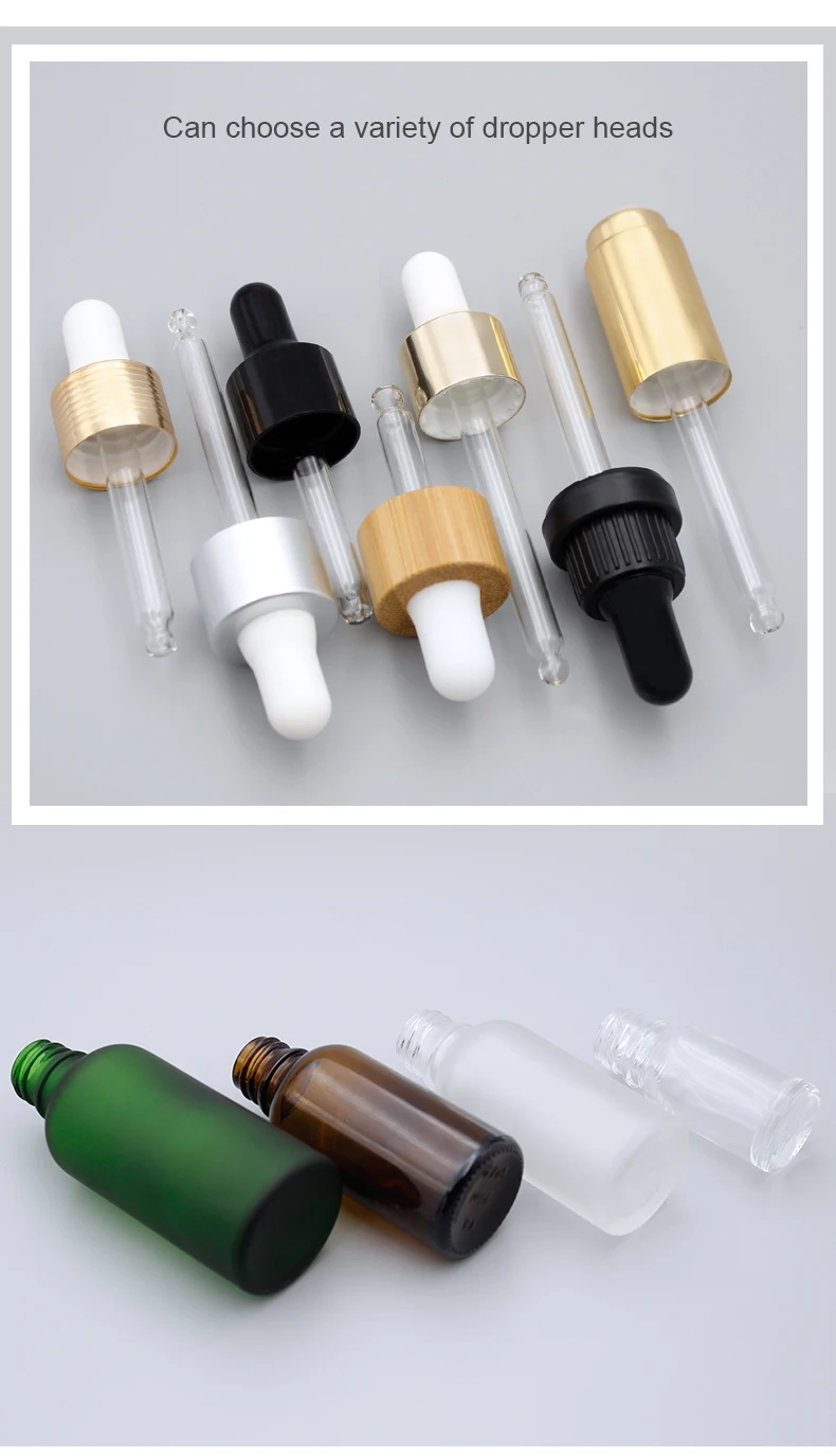 Essential Oil Glass Dropper Bottle Amber with Bamboo Dropper 10ml 30ml 50ml Personal Care Screw Cap Hot Stamping Customized Free