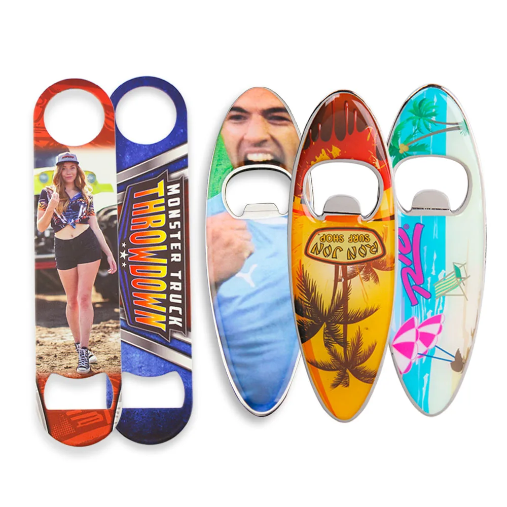 
manufacturer wholesale custom cheap sublimation blank metal stainless steel novelty shape logo keychain beer bottle opener 