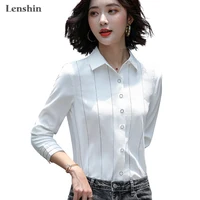 

Lenshin Stripe Shirts for Women Soft and Comfortable Long Sleeve Blouse Work Wear Office Lady Female Tops Chemise