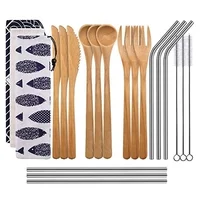 

Tableware Set Portable Bamboo Cutlery Kitchen Food Wooden Tableware Dining Tool Catering Dinnerware Set Cutlery Travel