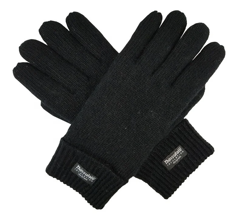 Winter Warm Gloves Men's Pure Wool Knitted Gloves With Thinsulate ...