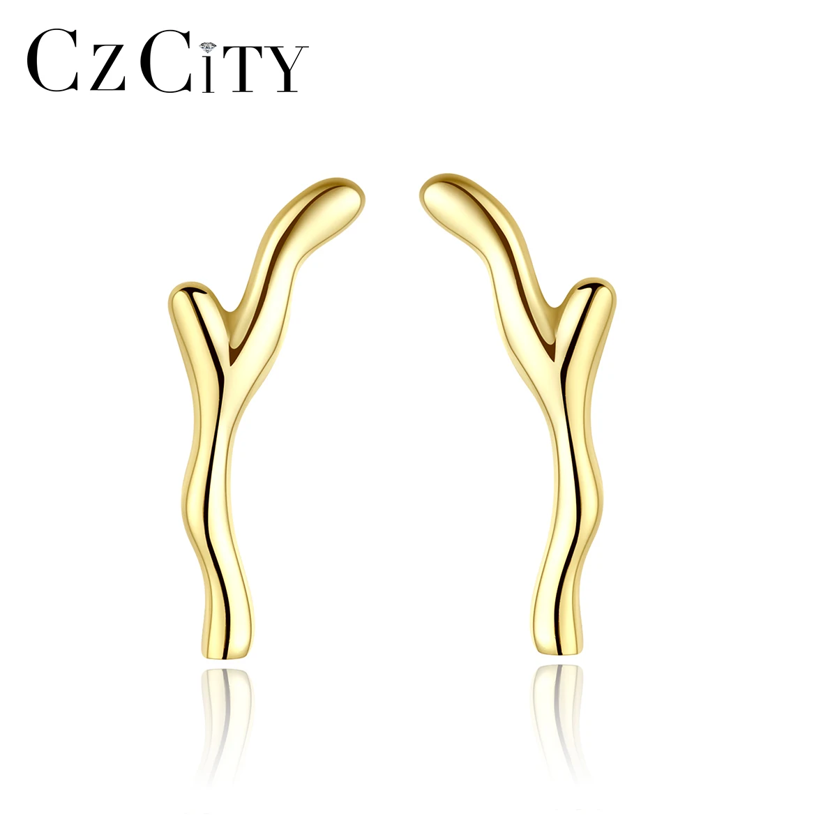 

100% S925 Minimalist 2021 Women Jewelry 14K Gold Plated Silver Antlers Stud Earrings for Girl Gift