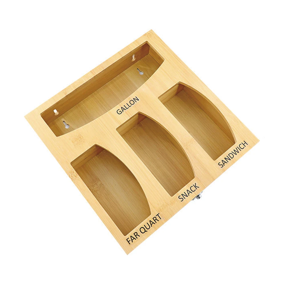 

Ziplock Bag Organizer Bamboo Food Bag Storage and Dispenser Drawer Organizer For Wholesale