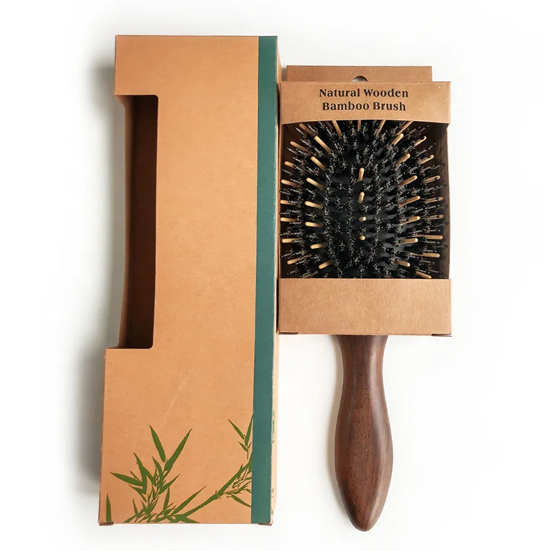 

Custom Wooden Paddle Boar Birstle Cushion Straightener Detangling Hair Brush