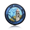custom shape varsity logo hot cut embroidery border embroidered patches for school uniform and cap