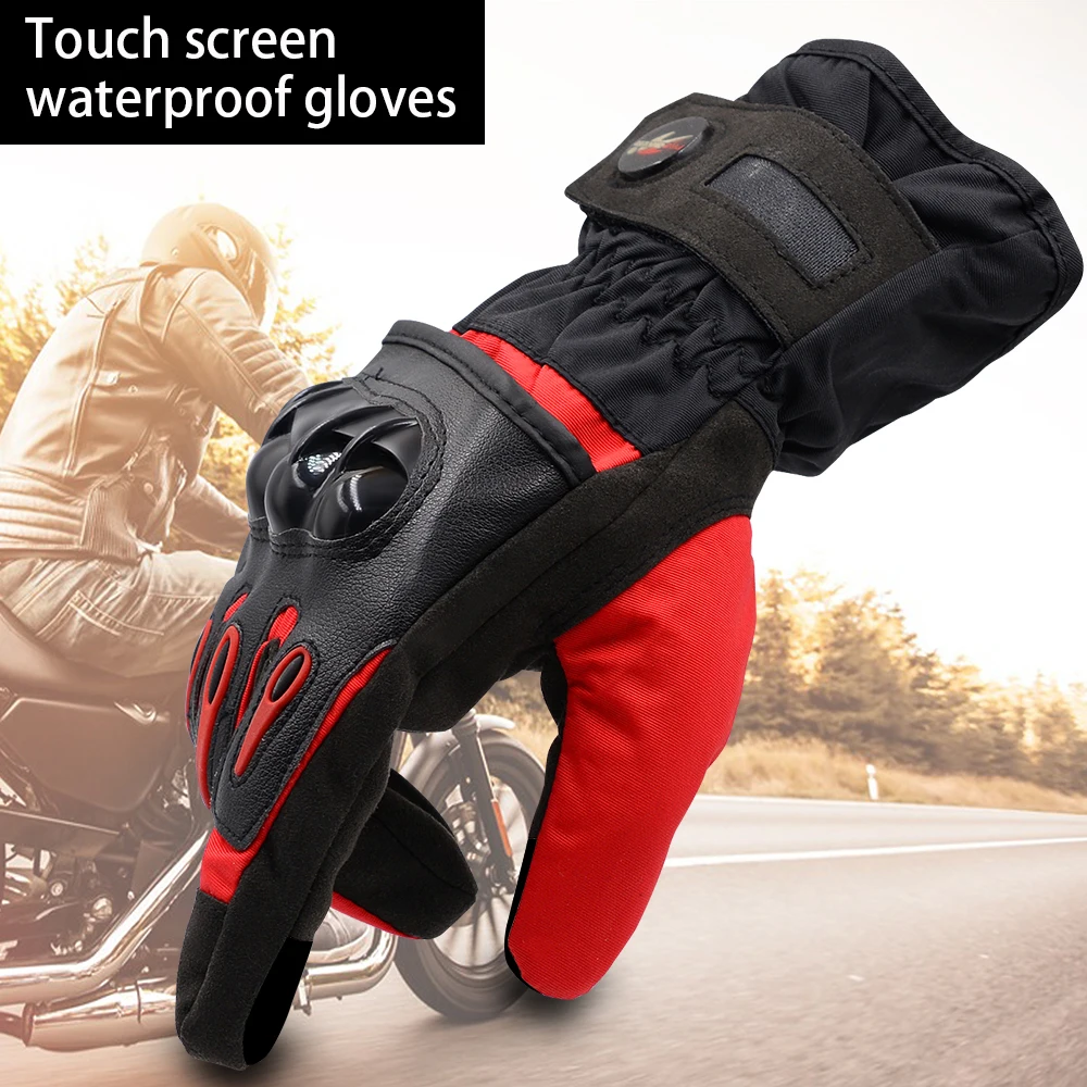 

Waterproof Winter Gloves Touch Screen Fingers and Silicon Palm Windproof Thermal in Cold Weather for Driving Motorcycle Cycling, As images