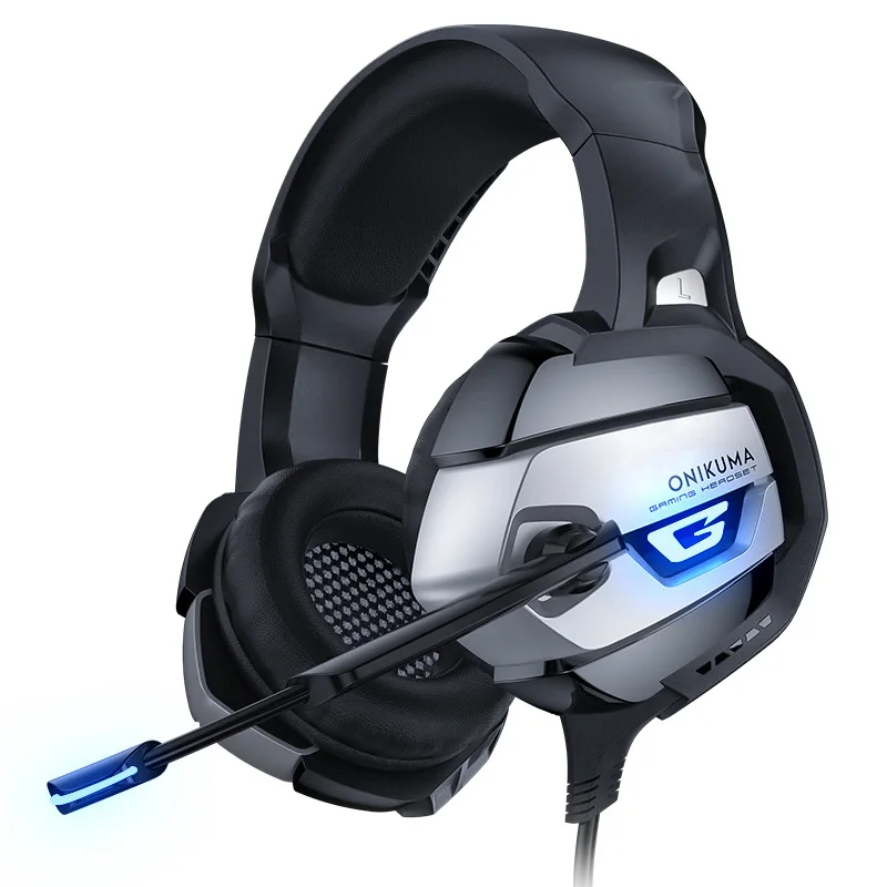 

K5 PS4 head-mounted gaming headset glowing gaming wired headset eat chicken artifact explosion, Black