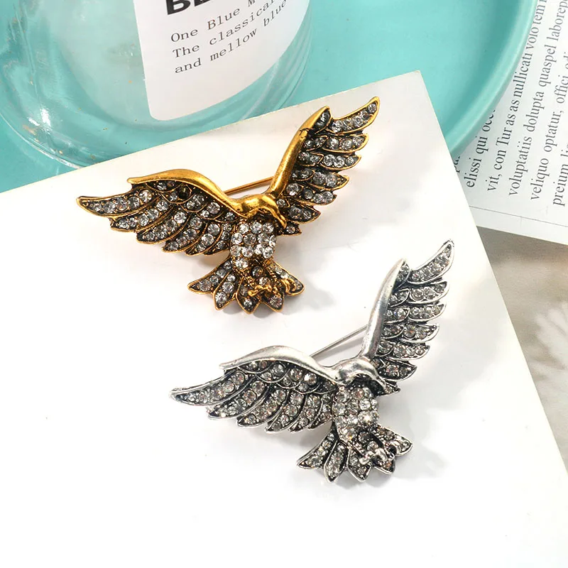 

European American new pin men's badge simple retro inlaid rhinestone eagle brooch