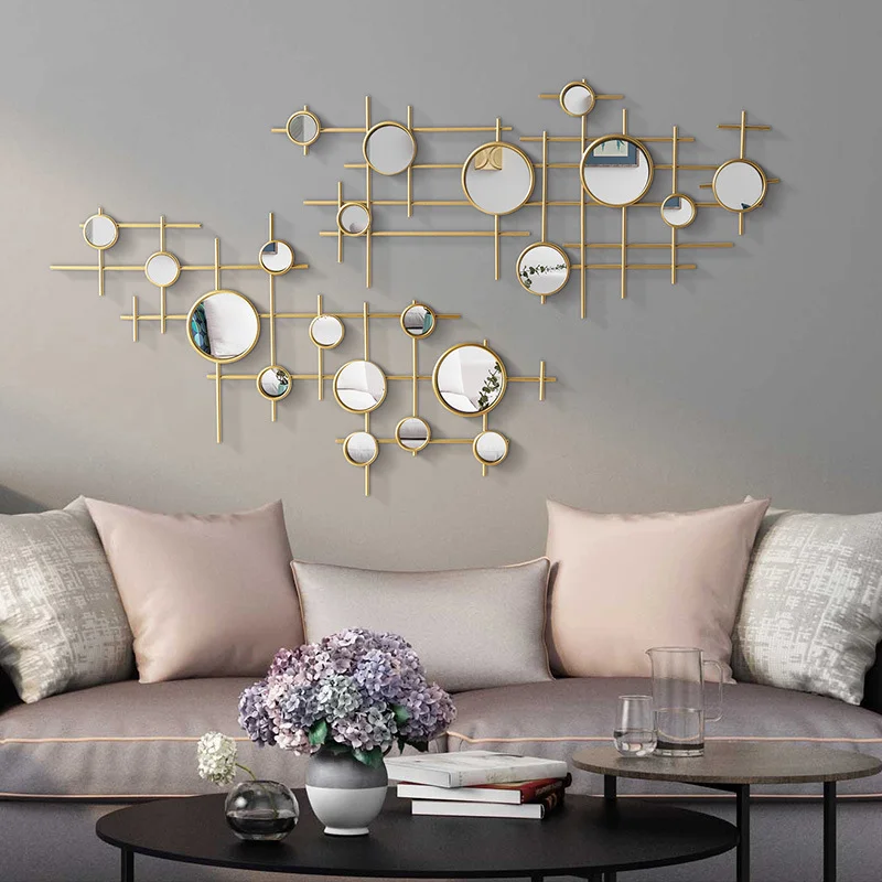 

Wholesale modern home decor hanging espejo miroir mural wall mirror decoration, Gold